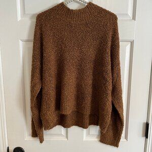 Hooked Up Copper Mock Neck Oversized Boucle Long Sleeve Sweater Size Juniors L